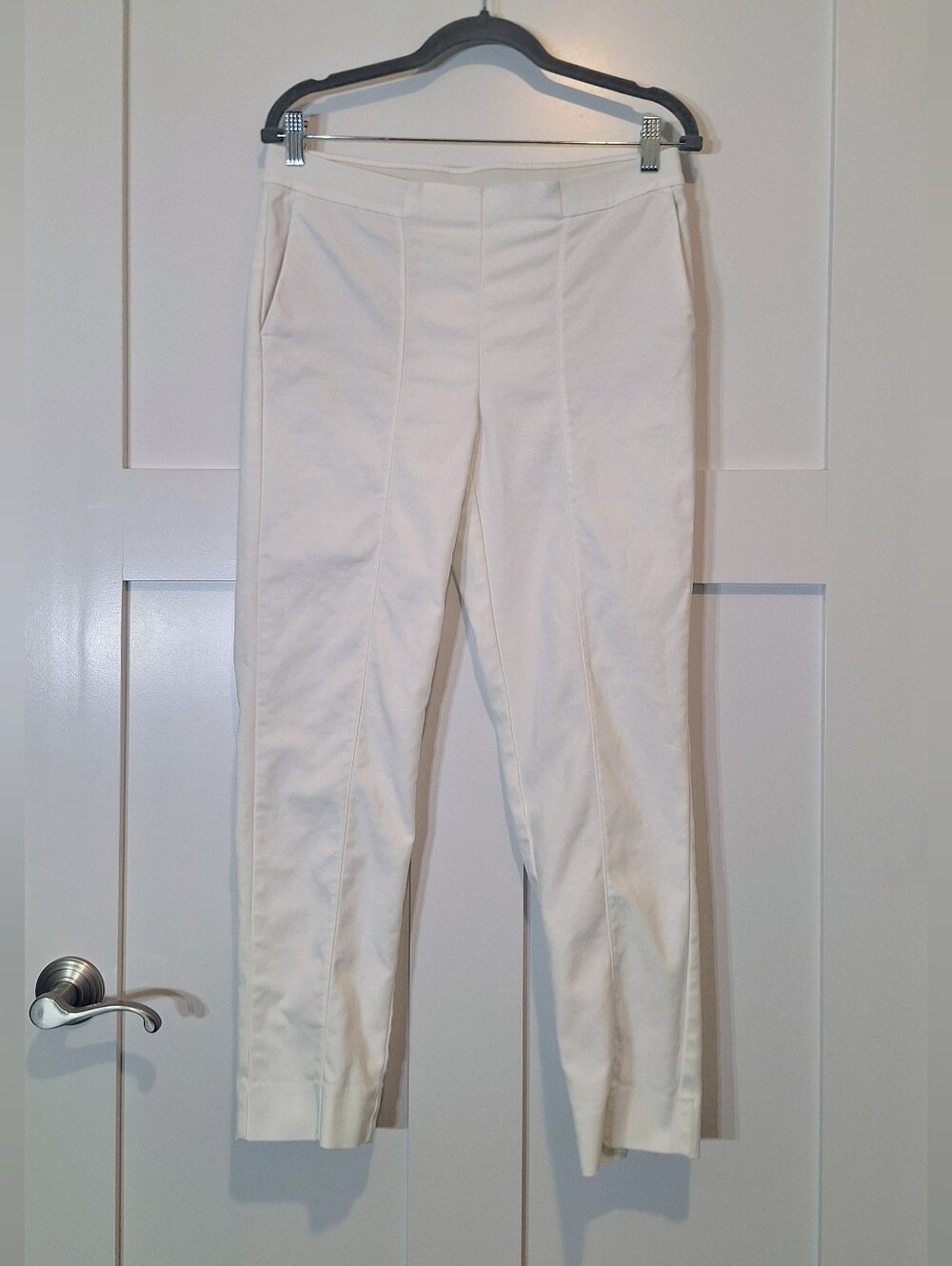J. Jill Essential Slim Ankle Cotton Stretch Pull On Pants Front Pockets White 8